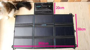 Anker PowerPort Solar 60 パネルを開いたサイズ