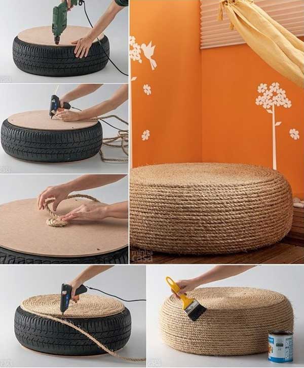 タイヤでテーブル　椅子を作る方法