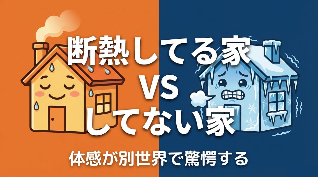 断熱している家としていない家の違いを比較したイメージ