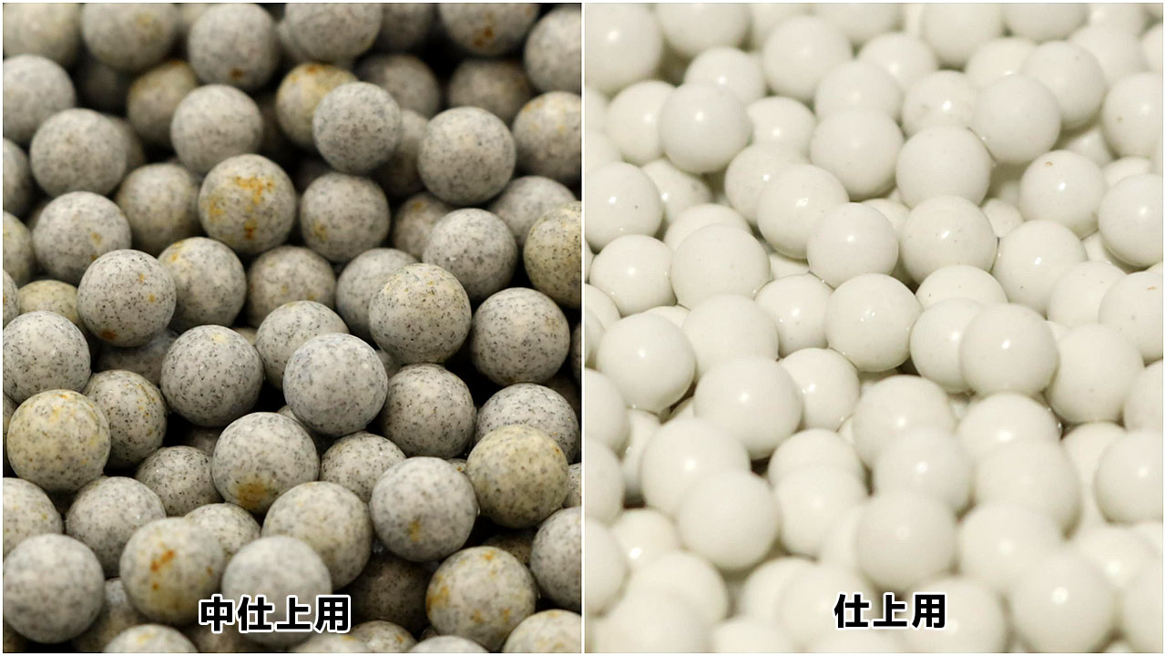 中仕上用と光沢用セラミックメディアの違い