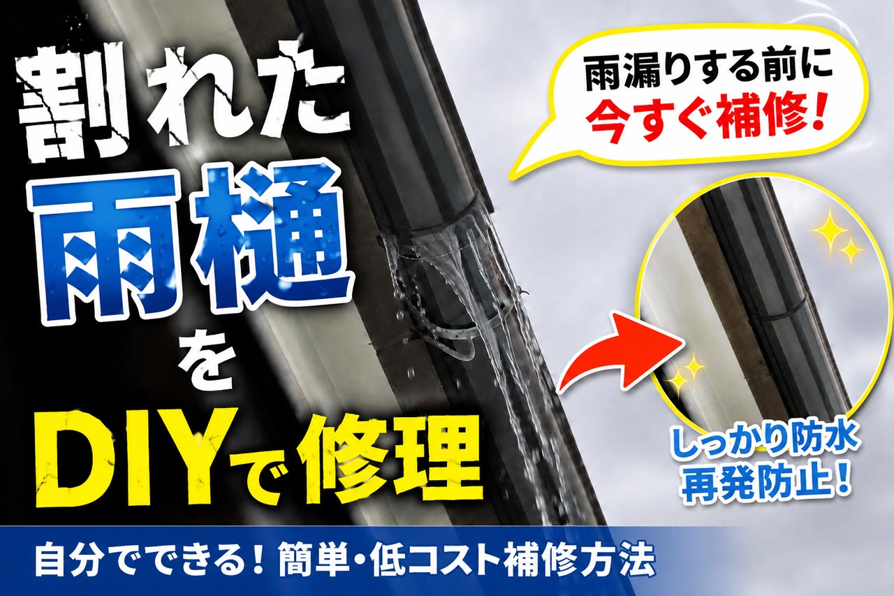 割れた雨樋（軒継手）をDIYで修理
